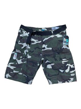 Bluegear Mens Camo Cargo Shorts Size 40 With Belt & Cell Pocket Cotton/Polyester